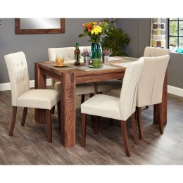 Shiro Solid Walnut Dining Table And Six Biscuit Chairs Set